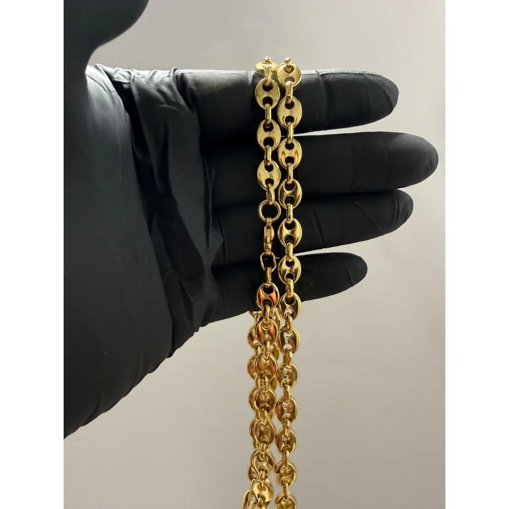 puffy mariner necklace chain gold over stainless 30 inch 8mm